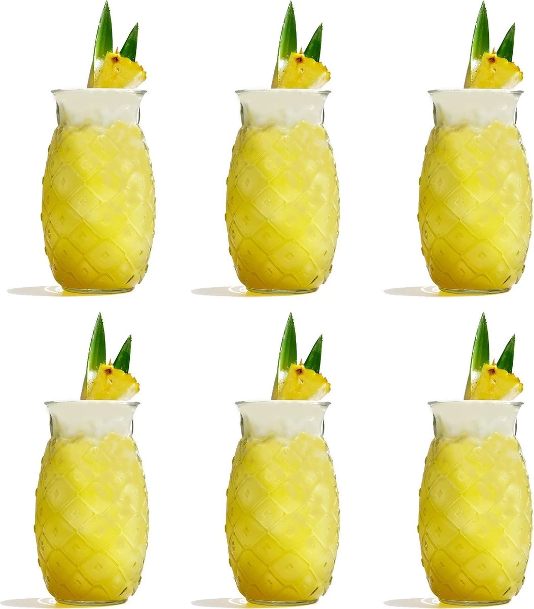 Cocktailglas / Tiki Ananas Glas - 400 Ml - 6 Stuks 1 Cocktailglas / Tiki Ananas Glas - 400 Ml - 6 Stuks