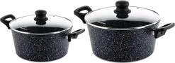 Westinghouse Kookpannenset Black Marble - ø 24 En 28 Cm - Inductie En Alle Andere Warmtebronnen
