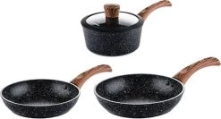 Westinghouse Pannenset Marble Wood (Koekenpan ø 28 En 30 Cm + Steelpan ø 18 Cm) - Inductie En Alle Andere Warmtebronnen