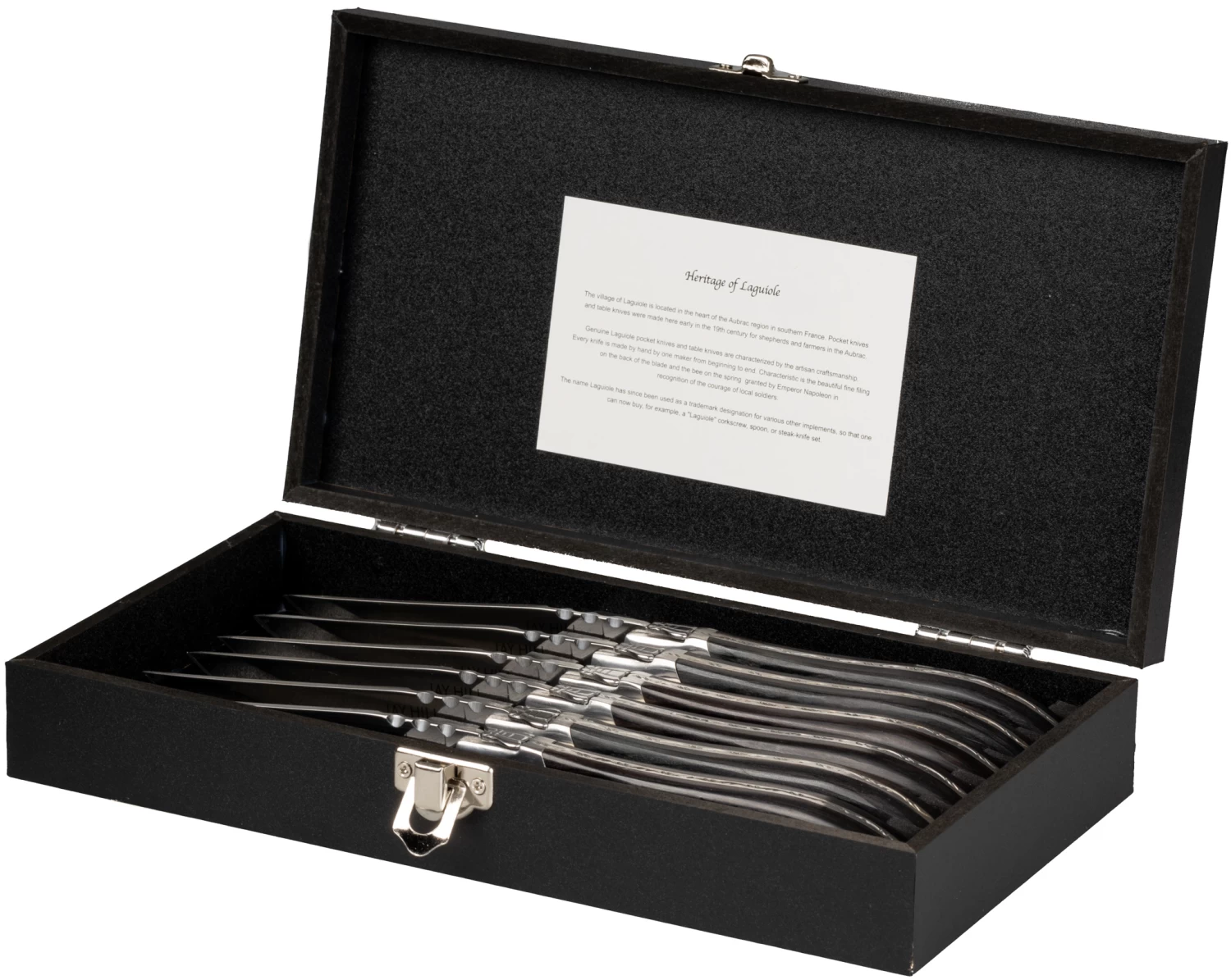 Jay Hill Steakmessen Laguiole - Zwart - 6 Stuks 4 Jay Hill Steakmessen Laguiole - Zwart - 6 Stuks - Afbeelding 4