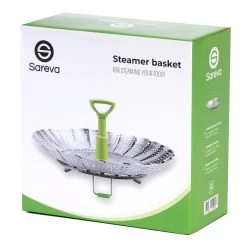 Sareva Stoommandje - RVS - Verstelbaar Van ø 17 - 27 Cm -Keukenbenodigdheden Winkel 8720364454647 verpakking