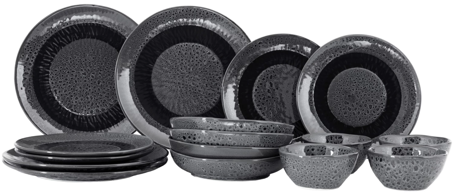 Jay Hill Serviesset Lihou - 16-delig / 4 Personen - Grijs/Zwart