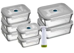 Sareva Vacuum Ovenschalen / Vershoudbakjes - Hittebestendig Glas - 8 Delige Set