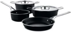 Alessi Pannenset Pots&Pans - AJM100S6 A - Zwart - 4 Delige Set - Door Jasper Morrison