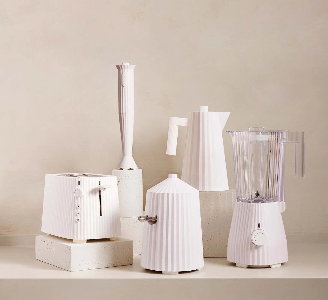 Alessi Broodrooster Plissé + Alessi Waterkoker Plissé 1.7 Liter - Wit - Michele De Lucchi 2 Alessi Broodrooster Plissé + Alessi Waterkoker Plissé 1.7 Liter - Wit - Michele De Lucchi - Afbeelding 2