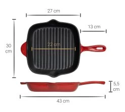 Blackwell Grillpan - Gietijzer - Rood - 27 X 27 Cm - Zonder Anti-aanbaklaag 7 Blackwell Grillpan - Gietijzer - Rood - 27 X 27 Cm - Zonder Anti-aanbaklaag -Keukenbenodigdheden Winkel Asset 35@2x 80