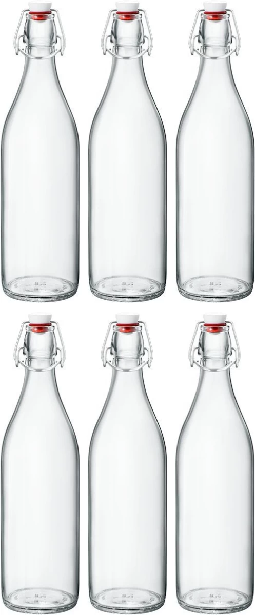 Bormioli Rocco Beugelflessen / Weckflessen Giara - Transparant - 1 Liter - 6 Stuks 1 Bormioli Rocco Beugelflessen / Weckflessen Giara - Transparant - 1 Liter - 6 Stuks