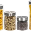 Sareva Voorraadpotten - Glas / RVS Deksel - 4 Delige Set