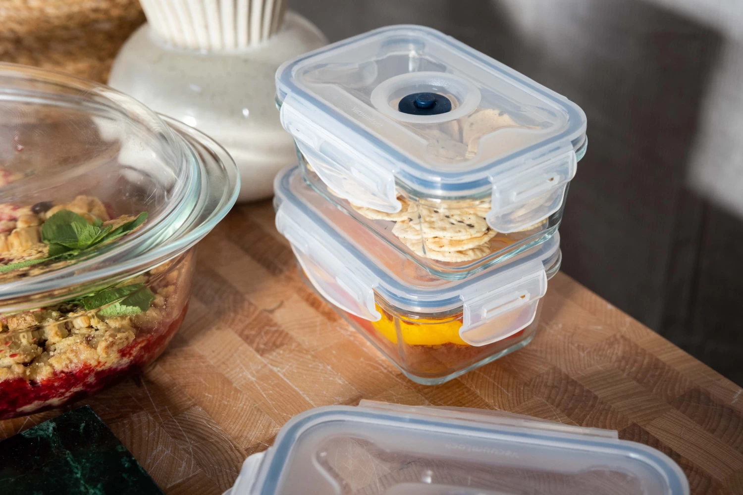 Sareva Vacuum Ovenschalen / Vershoudbakjes - Hittebestendid Glas - 3 Delige Set / 485 Ml + 970 Ml 3 Sareva Vacuum Ovenschalen / Vershoudbakjes - Hittebestendid Glas - 3 Delige Set / 485 Ml + 970 Ml - Afbeelding 3