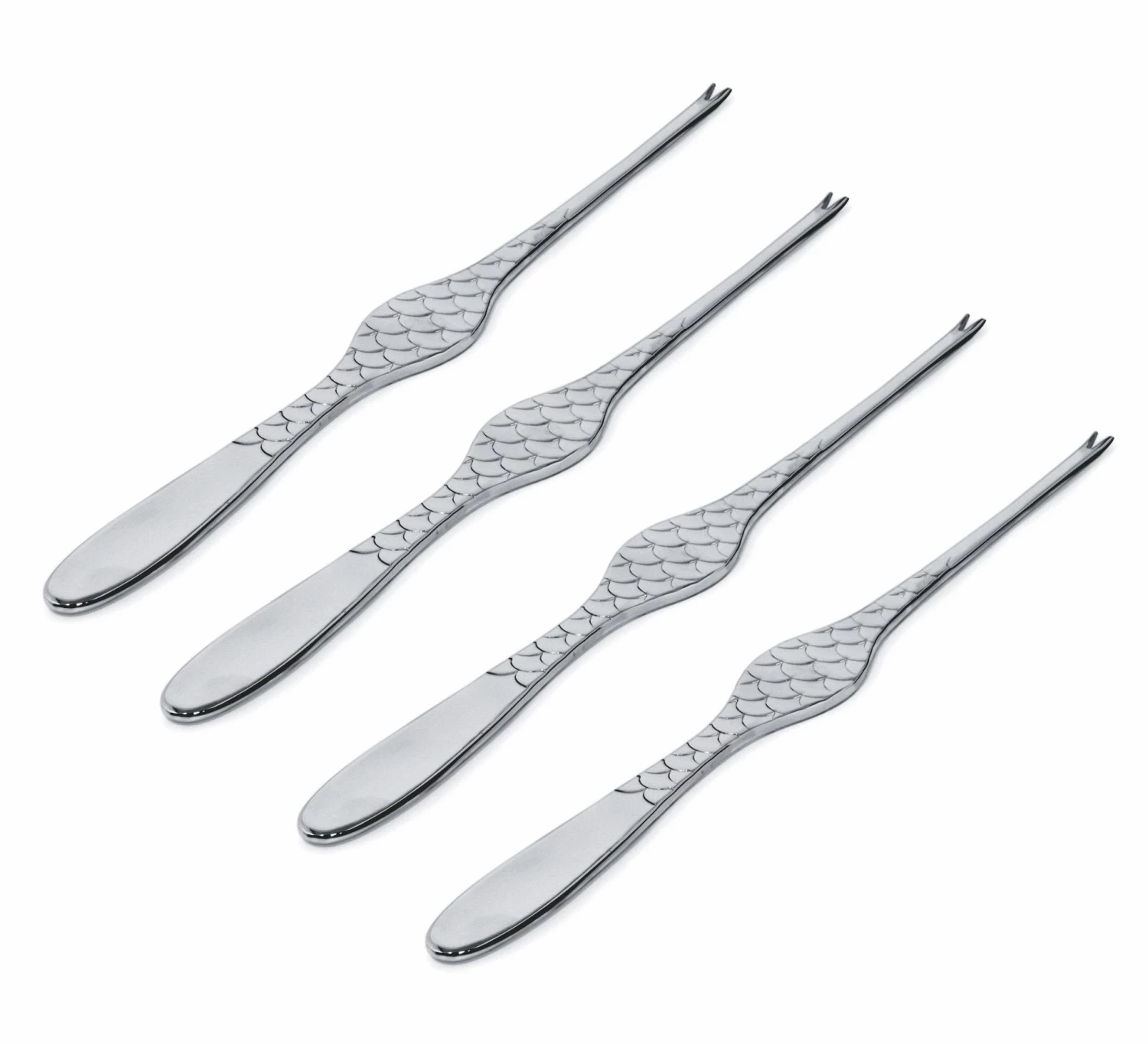 Alessi Kreeftenvork Colombina Fish - FM23/34S4 - 4 Stuks - Door Doriana & Massimiliano Fuksas 1 Alessi Kreeftenvork Colombina Fish - FM23/34S4 - 4 Stuks - Door Doriana & Massimiliano Fuksas