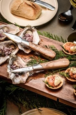 Laguiole Style De Vie Oestermessen Met Oesterhouder Luxury Line Olijfhout -Keukenbenodigdheden Winkel OesterOliveGift 3