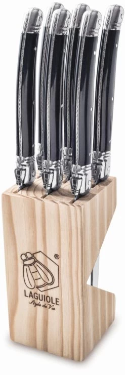 Laguiole Style De Vie Steakmessen Premium Line Zwart 6 Stuks