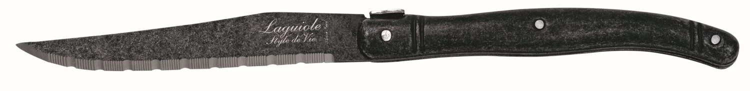 Laguiole Style De Vie Steakmessen Premium Line Black Stonewash 6 Stuks 2 Laguiole Style De Vie Steakmessen Premium Line Black Stonewash 6 Stuks - Afbeelding 2