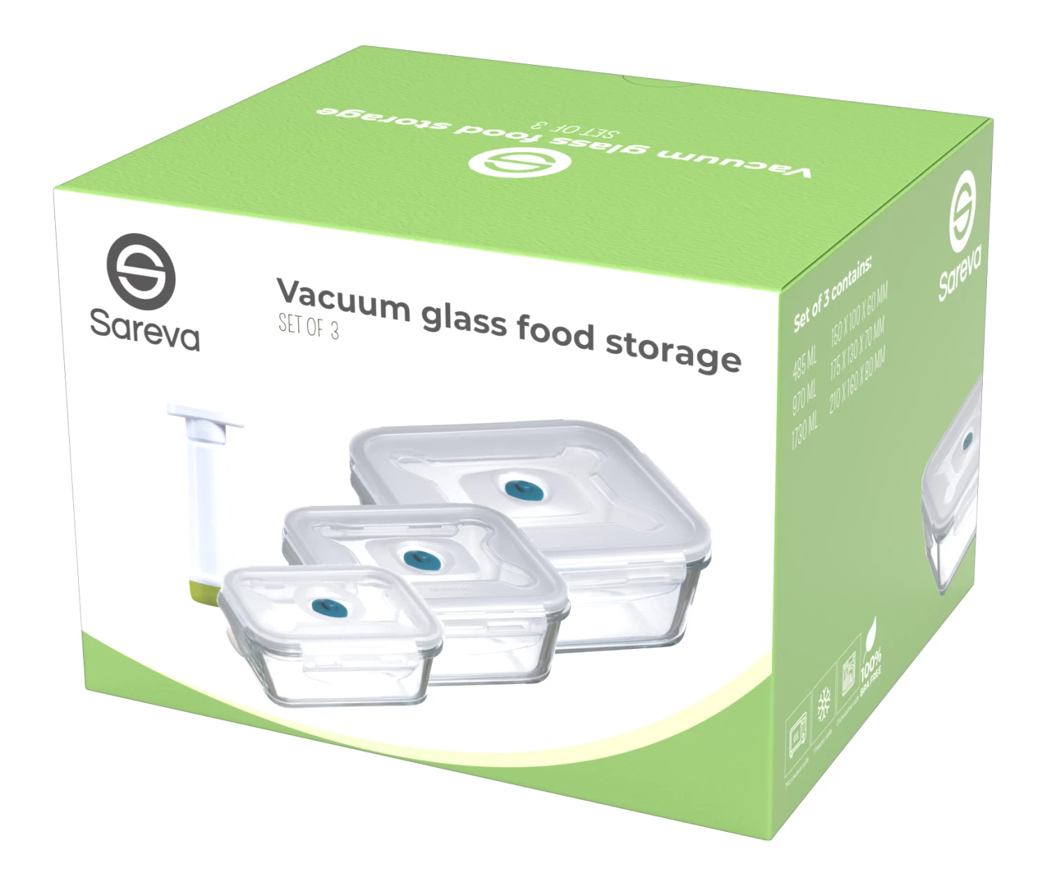 Sareva Vacuum Ovenschalen / Vershoudbakjes - Hittebestendig Glas - 4 Delige Set / 485 + 970 + 1.7 Ltr 6 Sareva Vacuum Ovenschalen / Vershoudbakjes - Hittebestendig Glas - 4 Delige Set / 485 + 970 + 1.7 Ltr - Afbeelding 6
