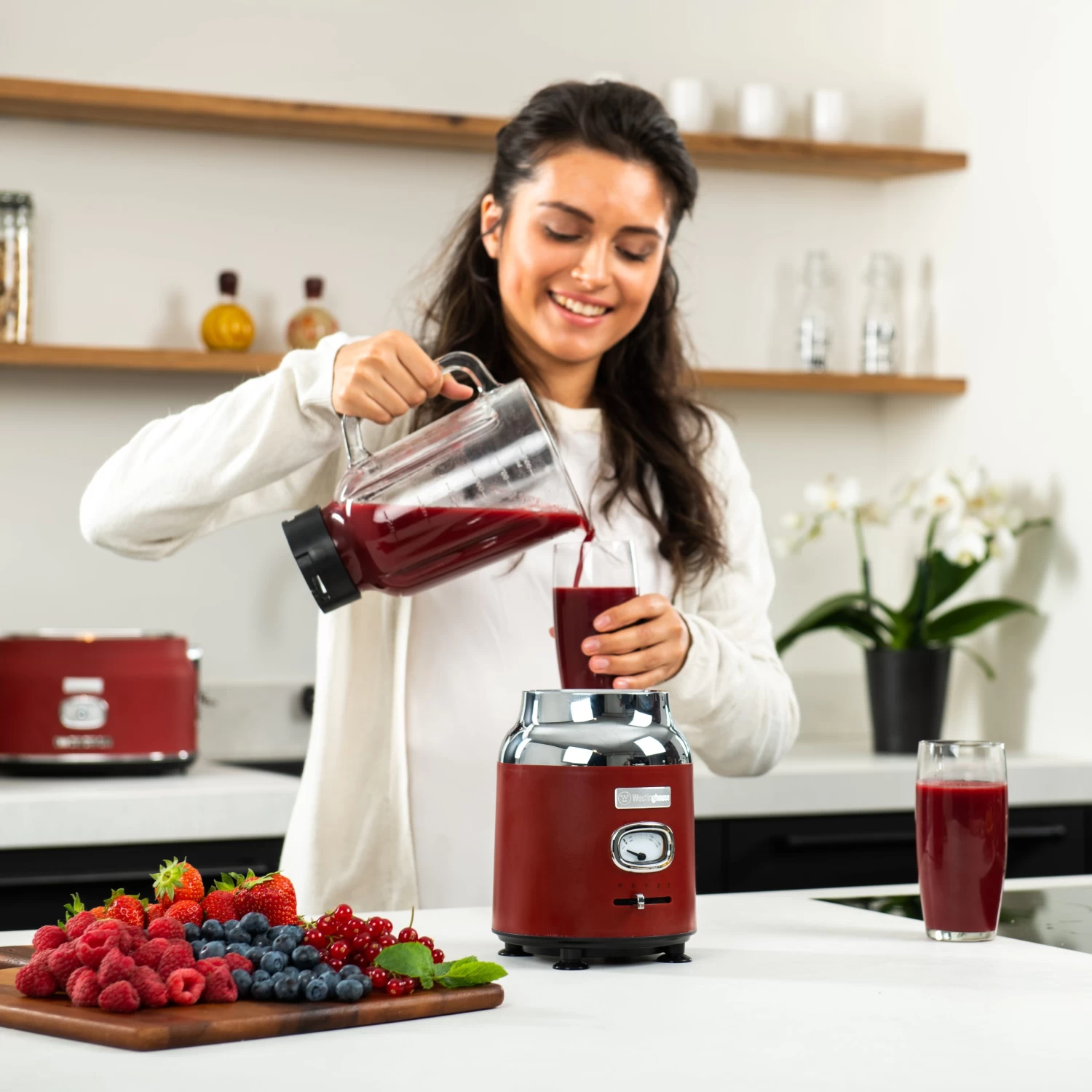Westinghouse Blender Retro Collections - Cranberry Red - 1.5 Liter - WKBE221RD 8 Westinghouse Blender Retro Collections - Cranberry Red - 1.5 Liter - WKBE221RD - Afbeelding 8