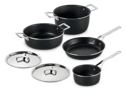 Alessi Pannenset Pots&Pans - AJM100S6 A - Zwart - 4 Delige Set - Door Jasper Morrison -Keukenbenodigdheden Winkel alessi pannenset pots pans zwart