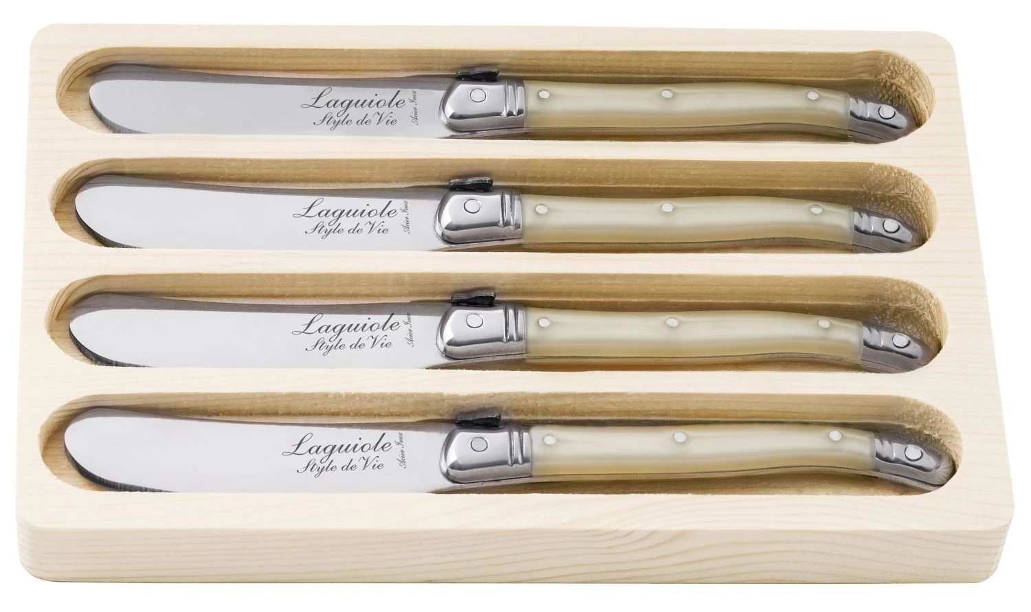 Laguiole Style De Vie Botermessen Parelmoer - 4 Stuks 1 Laguiole Style De Vie Botermessen Parelmoer - 4 Stuks