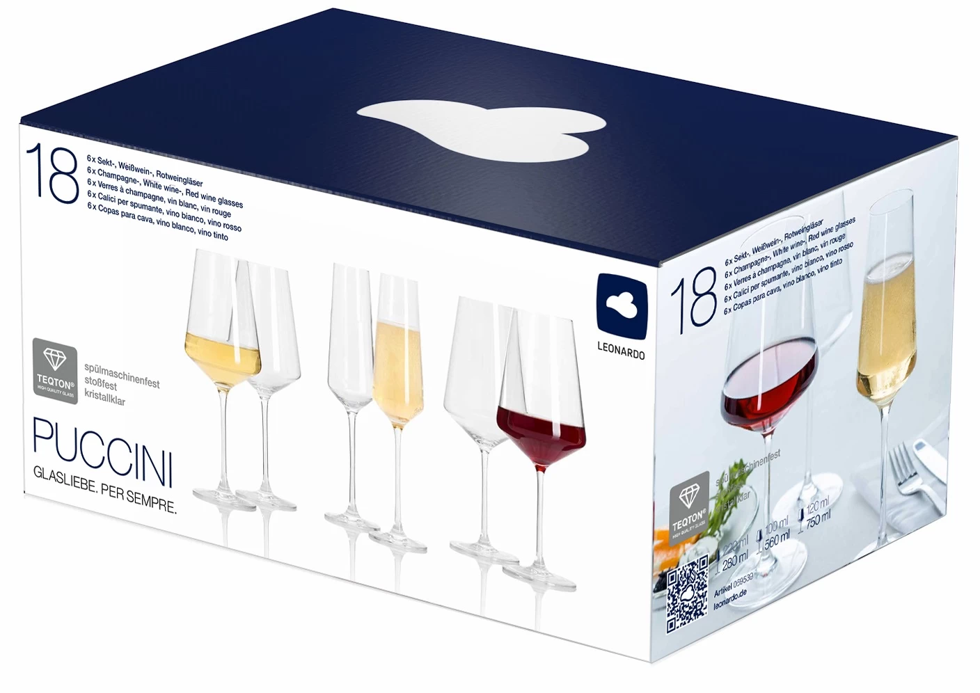 Leonardo Wijnglazenset Puccini (Rode Wijnglazen & Witte Wijnglazen & Champagneglazen) - 18 Delige Set 6 Leonardo Wijnglazenset Puccini (Rode Wijnglazen & Witte Wijnglazen & Champagneglazen) - 18 Delige Set - Afbeelding 6