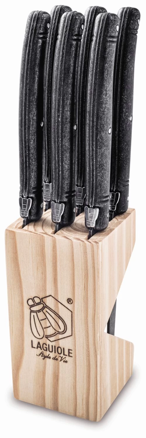 Laguiole Style De Vie Steakmessen Premium Line Black Stonewash 6 Stuks 1 Laguiole Style De Vie Steakmessen Premium Line Black Stonewash 6 Stuks