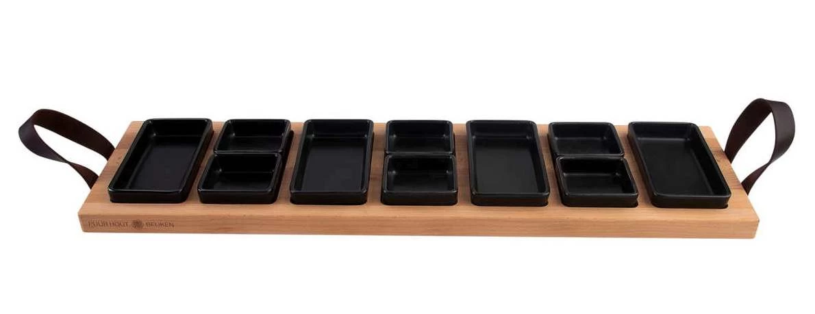 Bowls & Dishes Serveerplank / Tapasplank Streetfood 7-vaks Zwart - XXL 2 Bowls & Dishes Serveerplank / Tapasplank Streetfood 7-vaks Zwart - XXL - Afbeelding 2